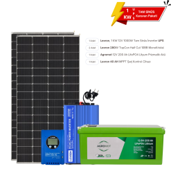 Elçi Solar 1 KW Karavan Solar Başlangıç 1 200 Lityum UPS Paket 560W Güneş Enerji Sistemi