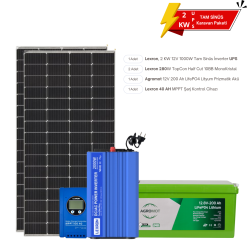 Elçi Solar 2 KW Karavan Solar Başlangıç 1 200 Lityum UPS Paket 560W Güneş Enerji Sistemi