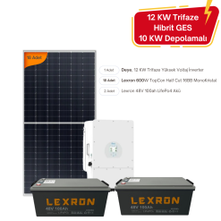 Elçi Solar GES Paketi 12 KW Hibrit Trifaze 10 KW Depolamalı Sistem