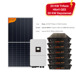 Elçi Solar GES Paketi 20 KW Hibrit Trifaze 30 KW Depolamalı Sistem